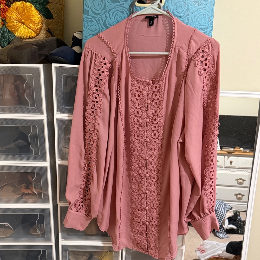 Torrid Pink Lace Blouse